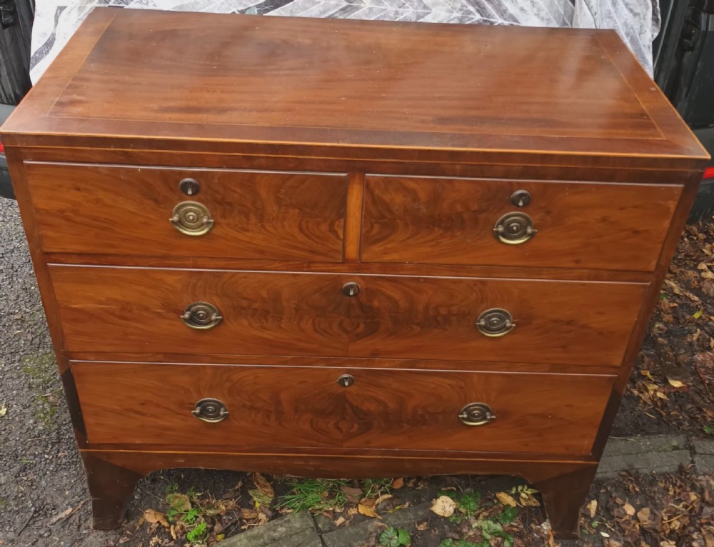 Small 19th century inlaid mahogany chest of drawers.  View VI