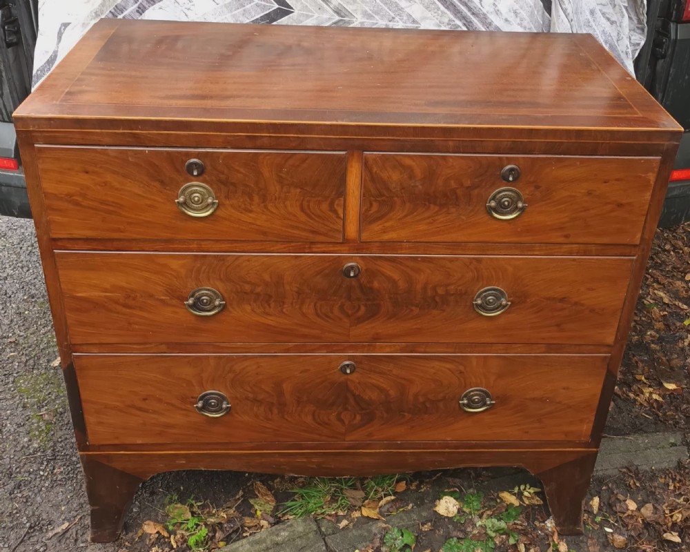 Small 19th century inlaid mahogany chest of drawers.  View VII