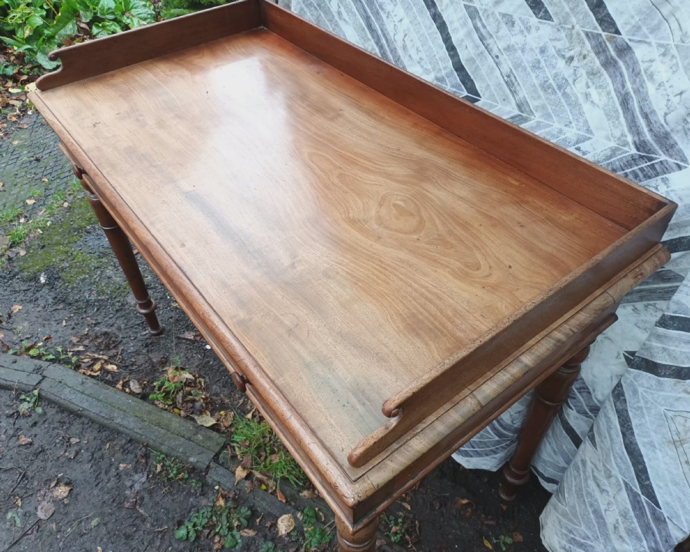 Regency mahogany single drawer side table, lovely mellow colour.  View V