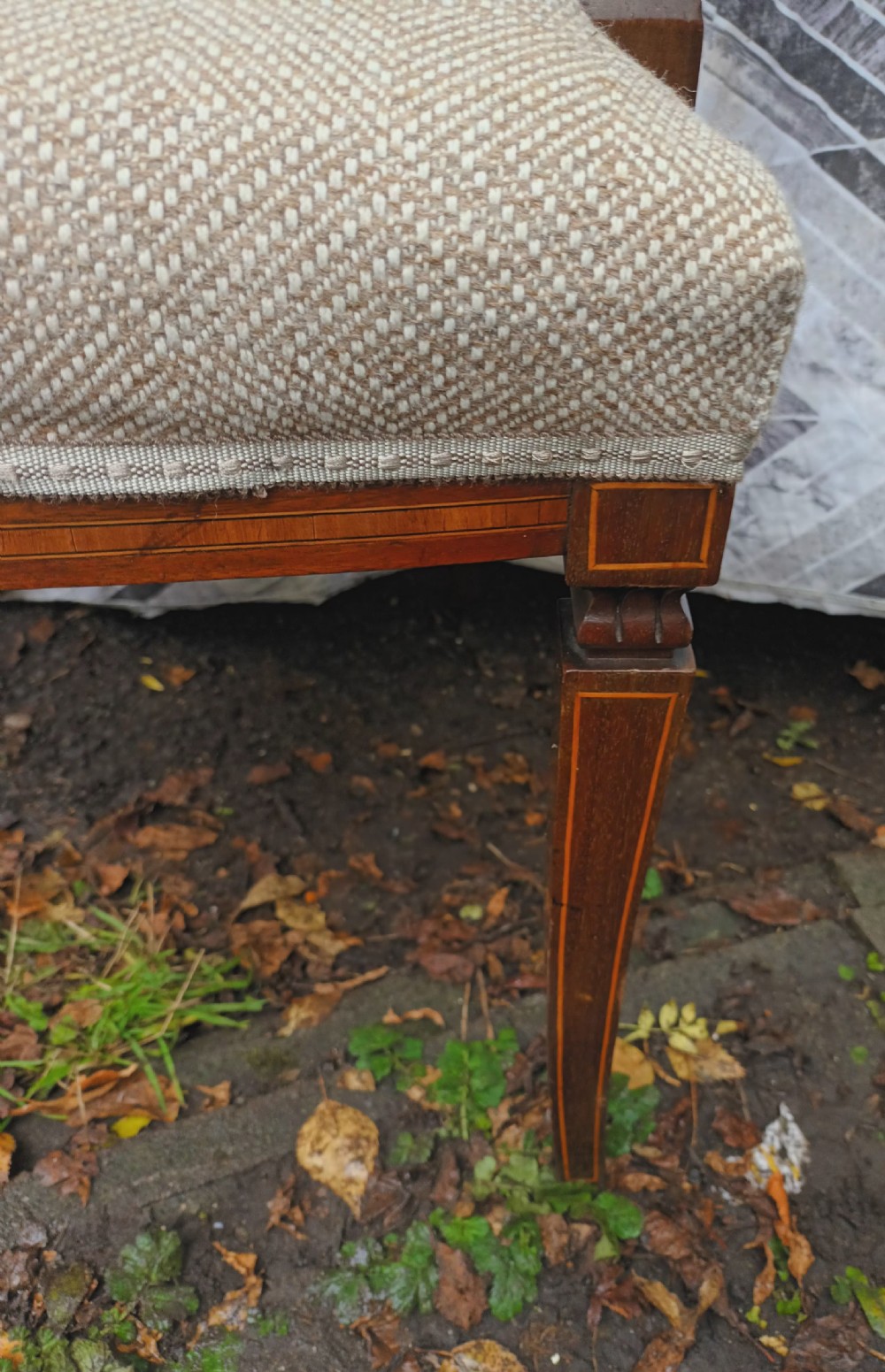 Edwardian inlaid mahogany desk armchair.  View IX