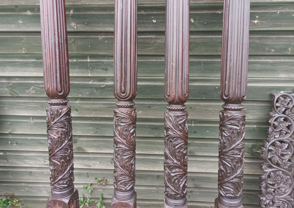 Anglo-Indian carved single 4 poster bed. View X