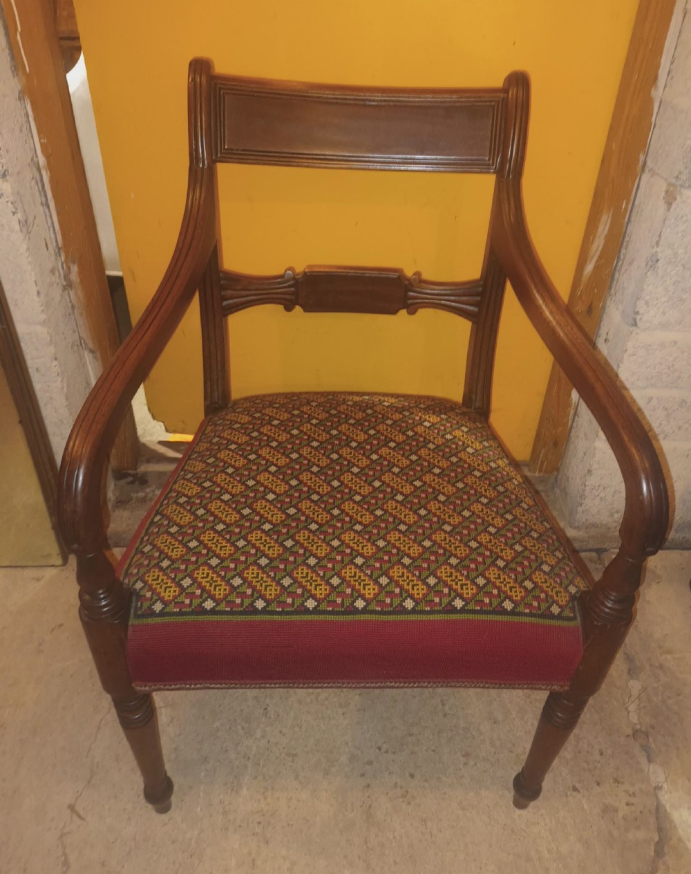 Regency mahogany desk armchair.  View II
