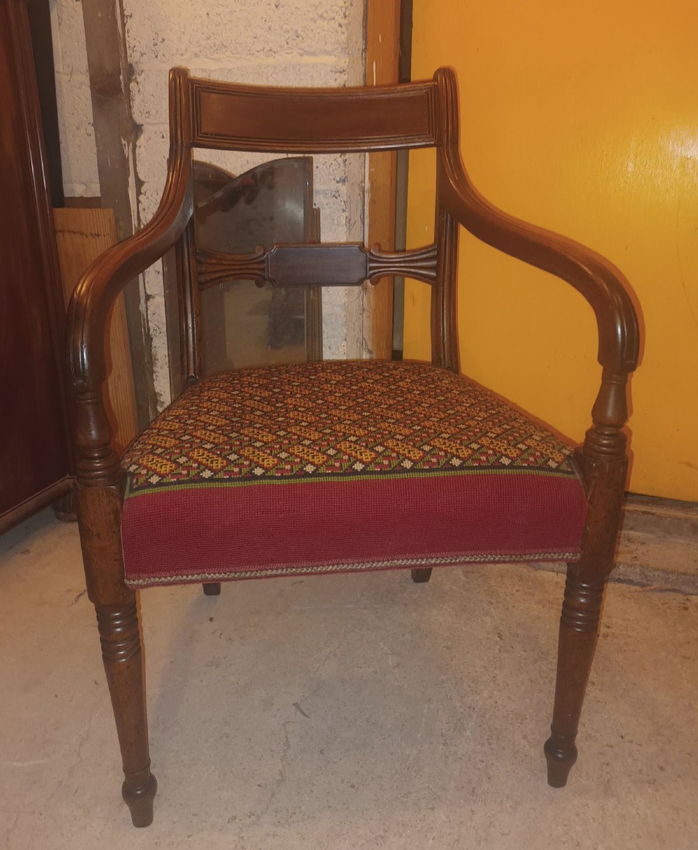 Regency mahogany desk armchair.  View III