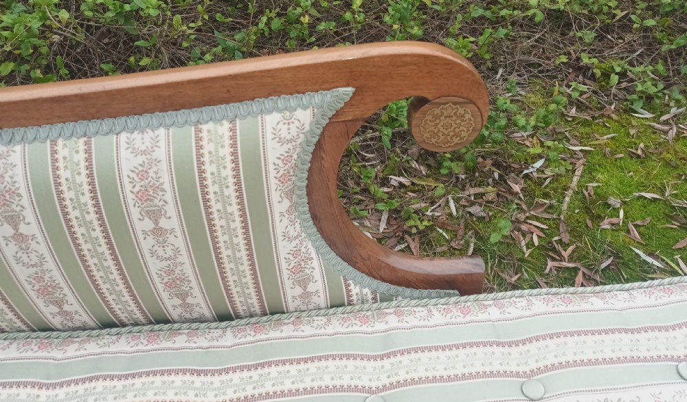 Large elegant Regency brass inlaid chaise longue.  View VI
