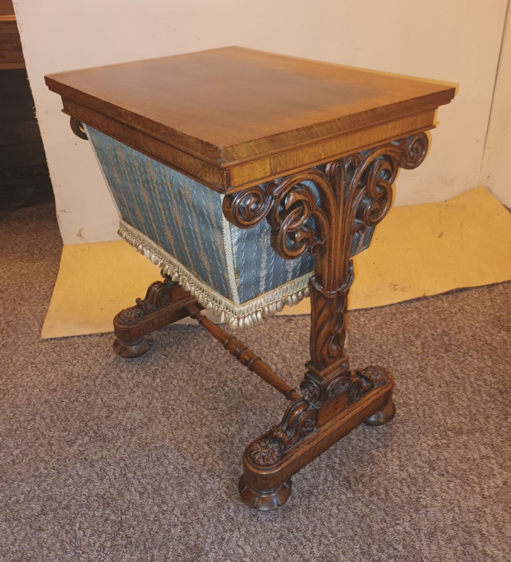 Early Victorian rosewood side sewing table.  View VI