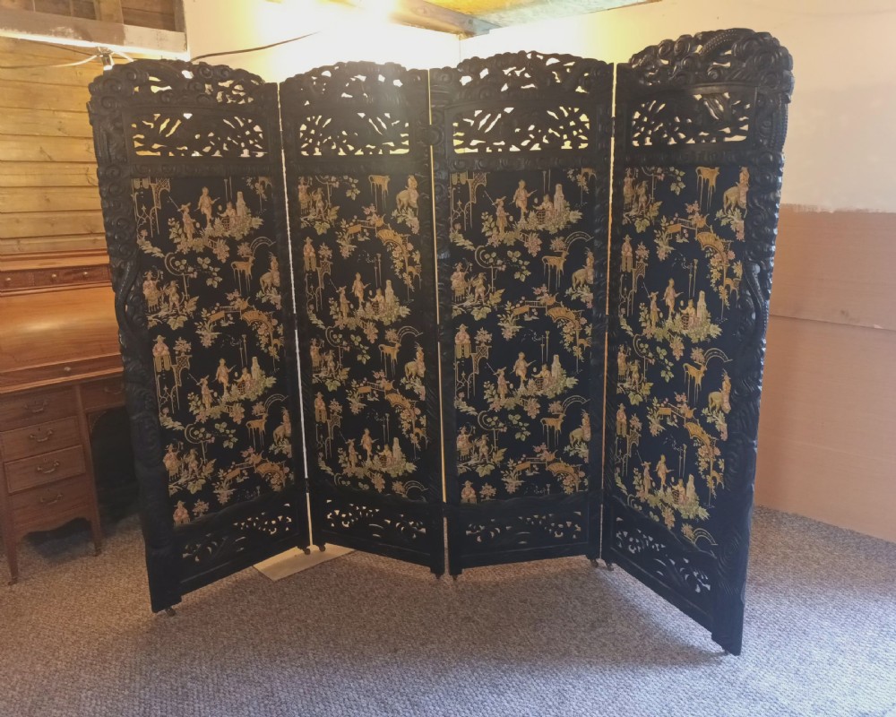 Large Oriental 4 fold dressing screen View II
