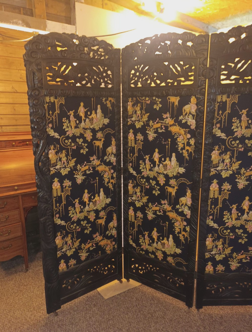 Large Oriental 4 fold dressing screen View III