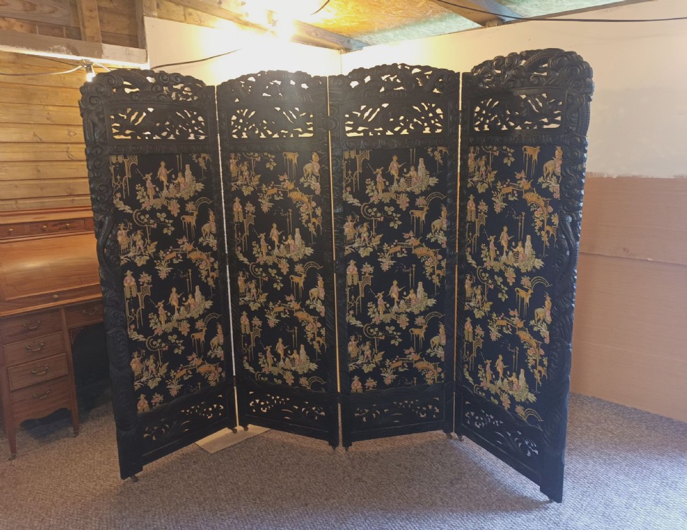 Large Oriental 4 fold dressing screen View IV