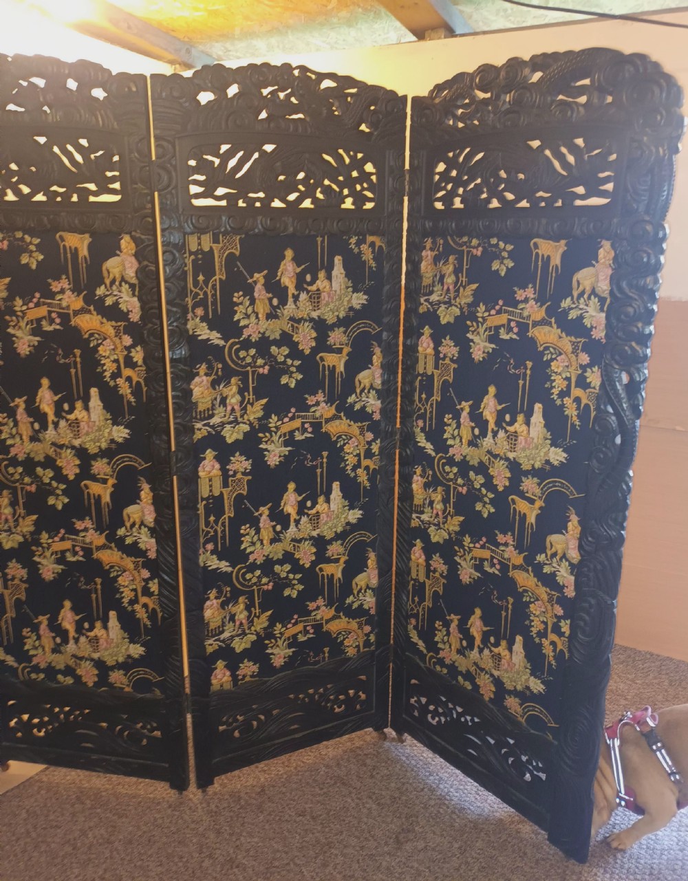 Large Oriental 4 fold dressing screen View V