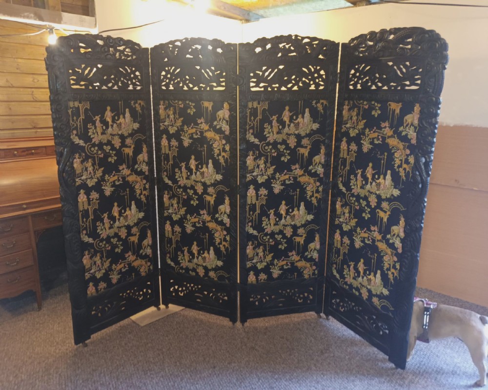 Large Oriental 4 fold dressing screen View VI