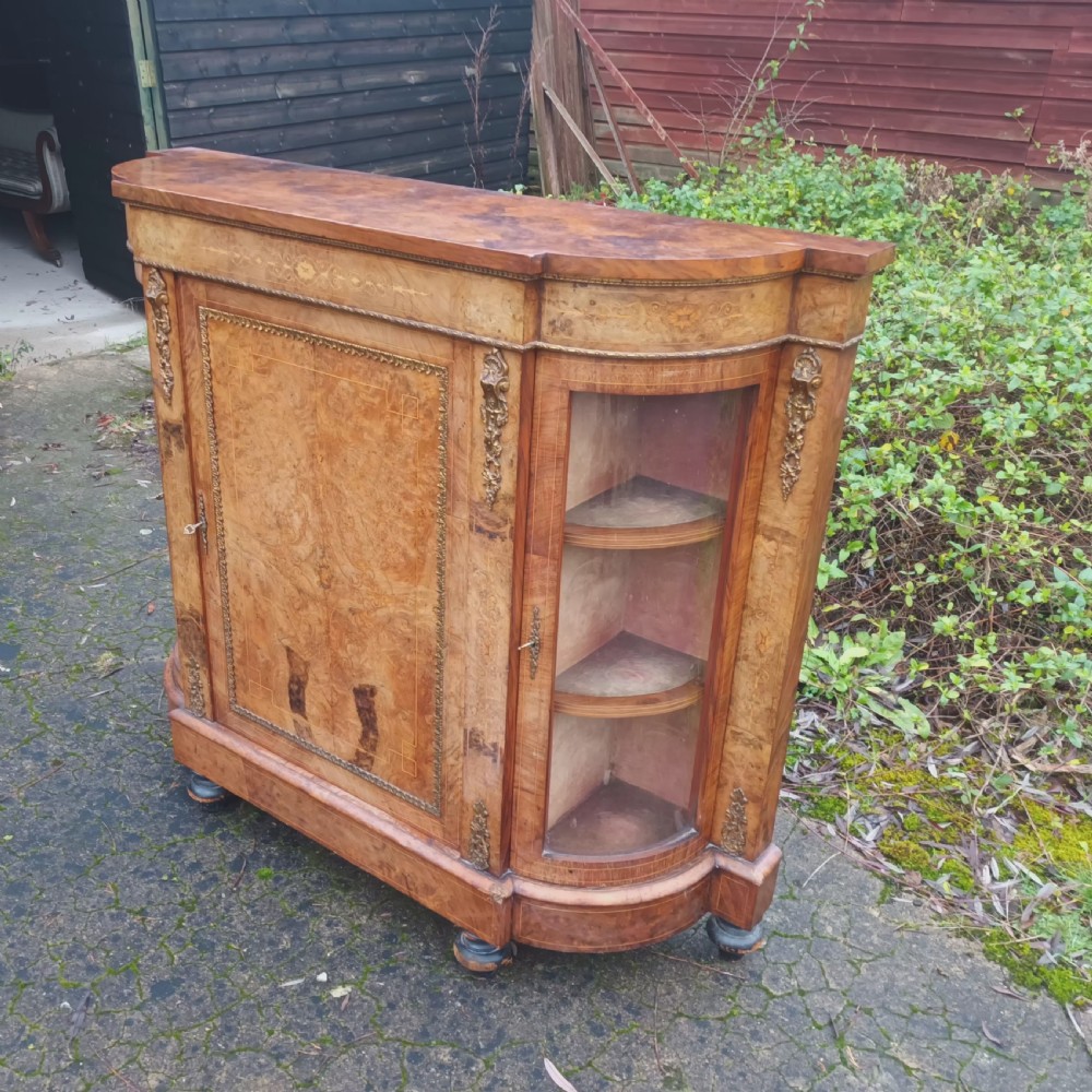 Victorian inlaid walnut credenza with gilt metal mounts.  View VII