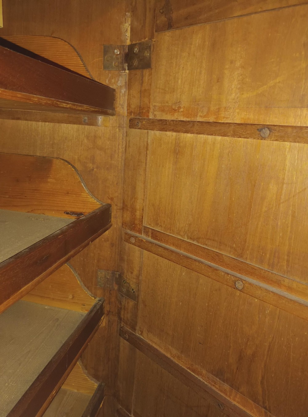 Georgian mahogany housekeepers linen cupboard with sliding trays View VII