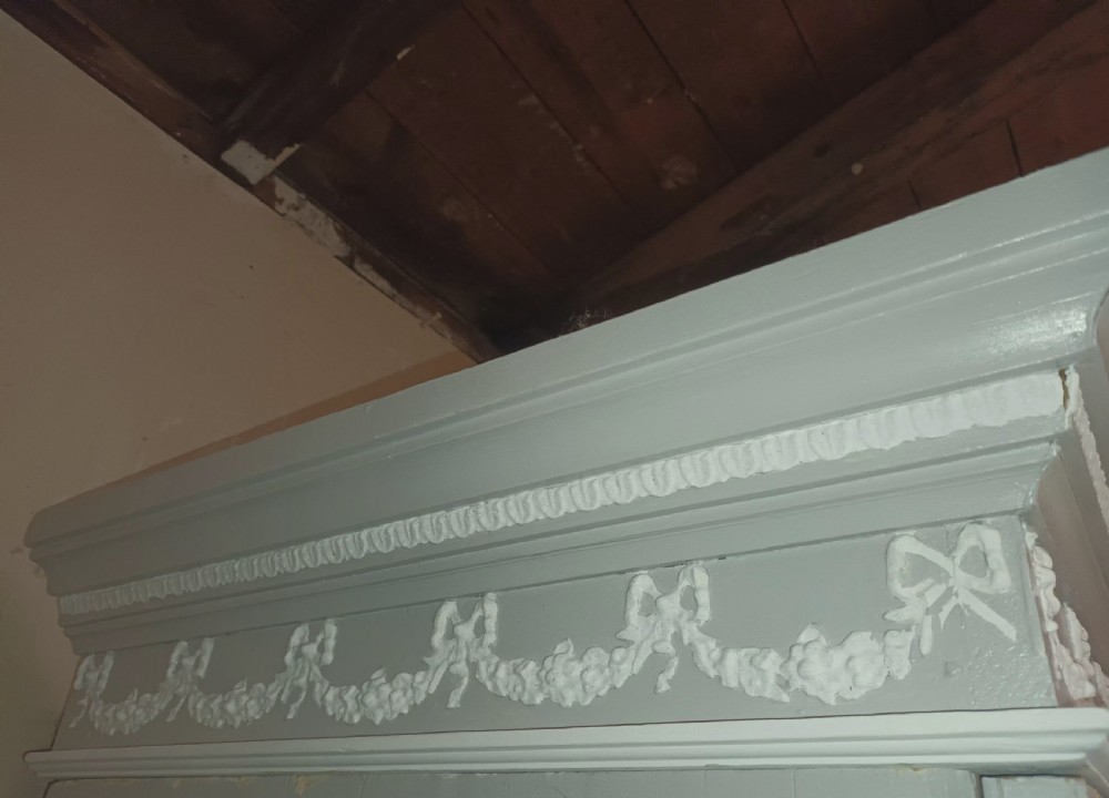 Edwardian painted 3 section pine wardrobe.  View VI