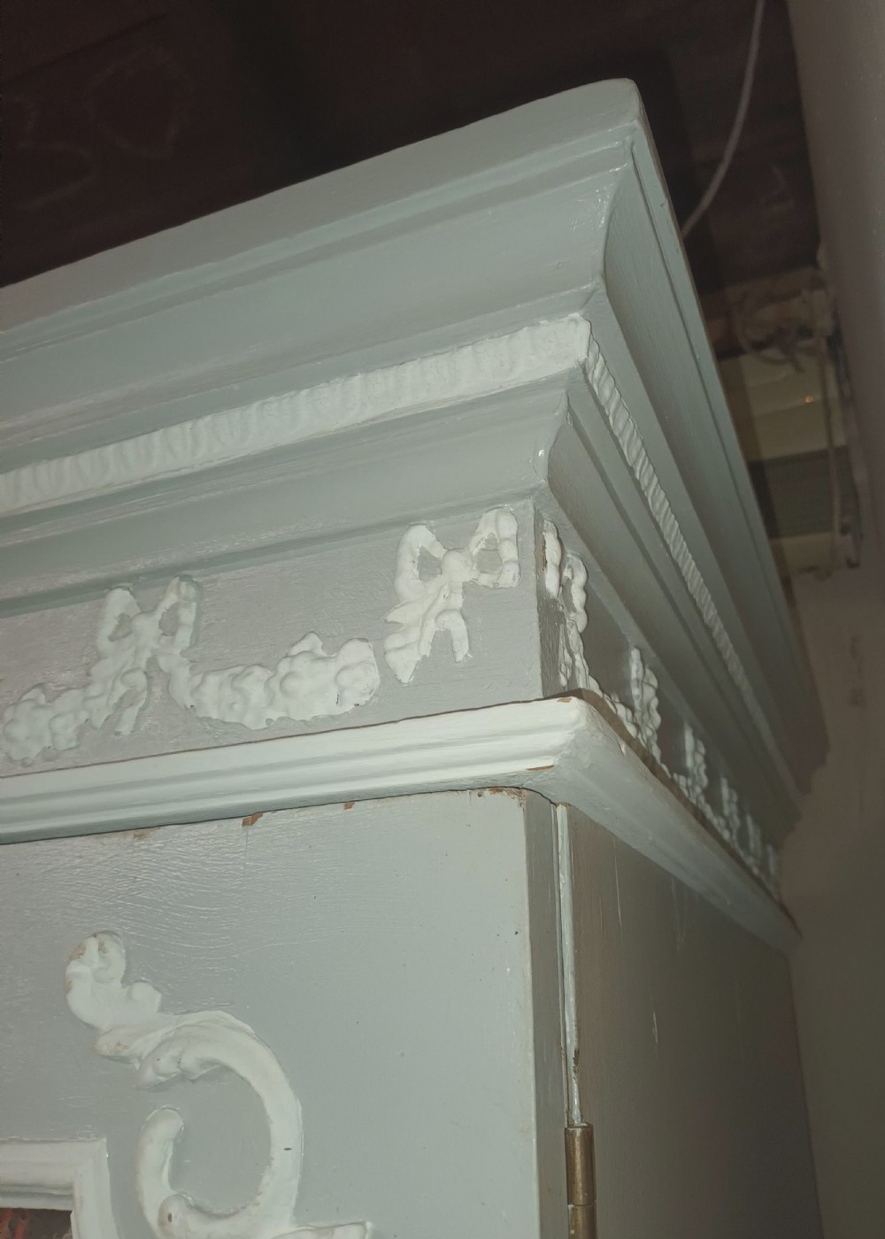 Edwardian painted 3 section pine wardrobe.  View VII
