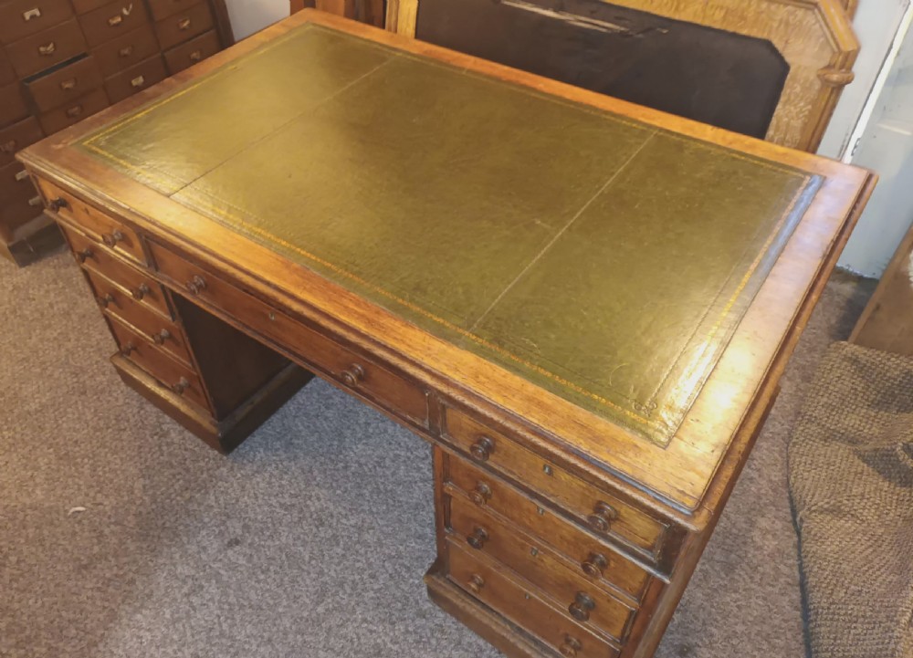Victorian oak double pedestal partners desk.  View VI
