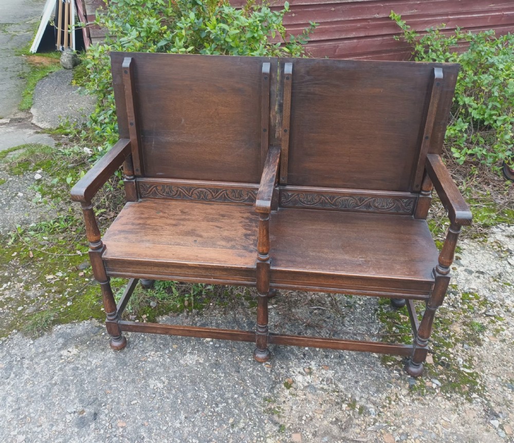 Unusual double fold down hall seat. View II