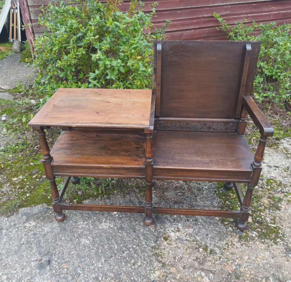 Unusual double fold down hall seat. View III