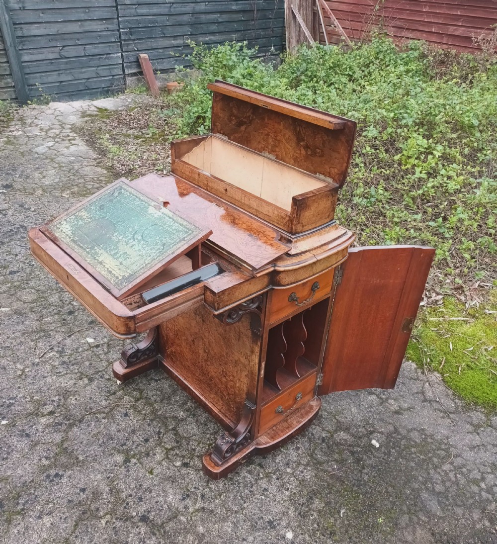 Victorian inlaid walnut Davenport 