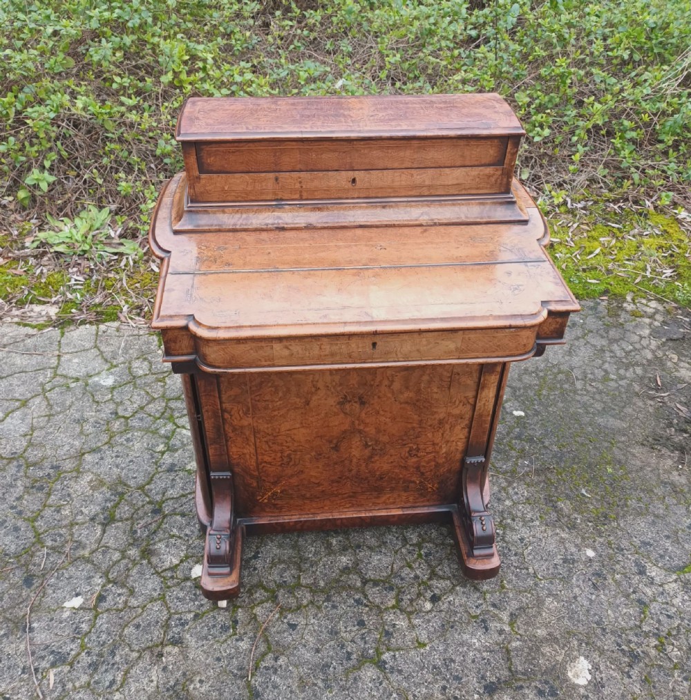 Victorian inlaid walnut Davenport  View III