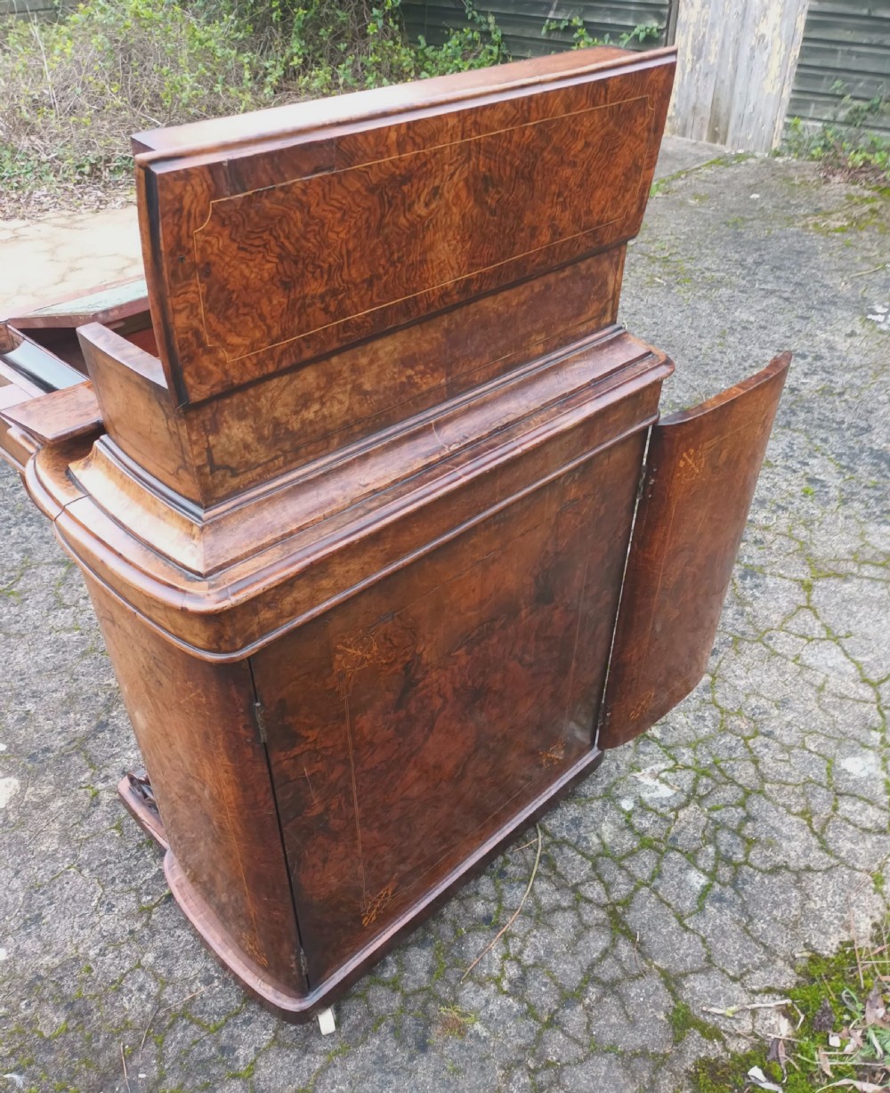 Victorian inlaid walnut Davenport  View IV