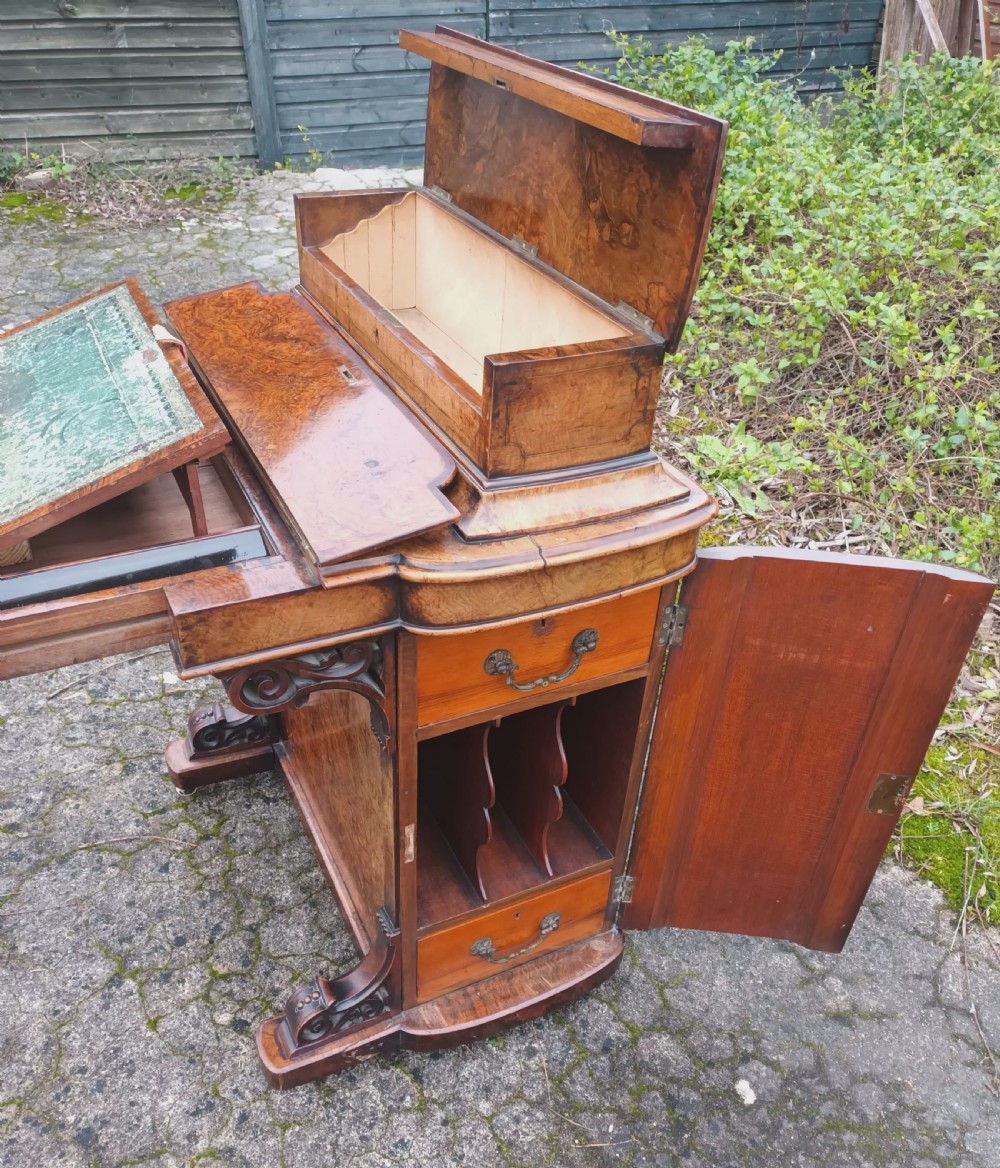 Victorian inlaid walnut Davenport  View VI