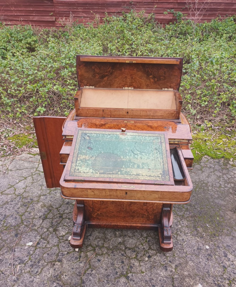 Victorian inlaid walnut Davenport  View VII