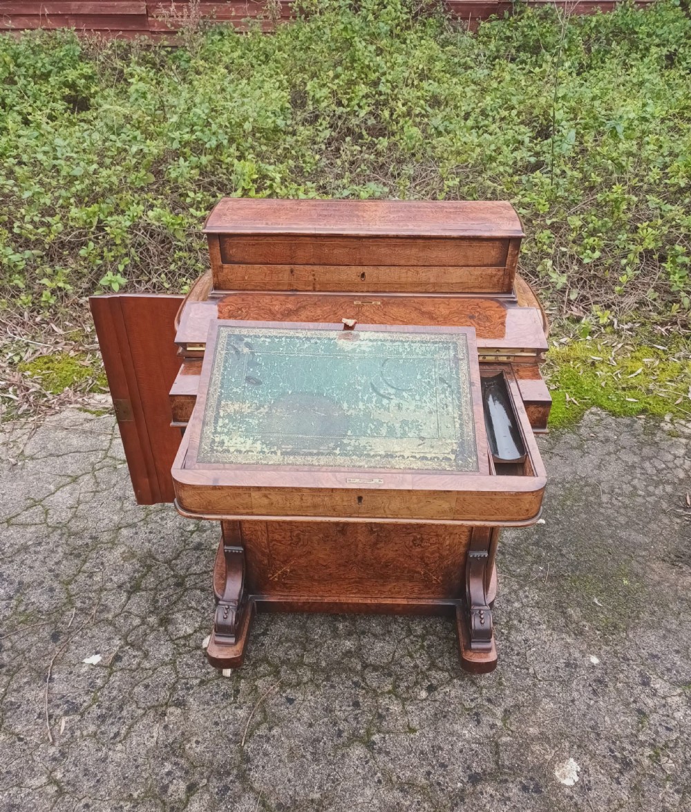 Victorian inlaid walnut Davenport  View VIII