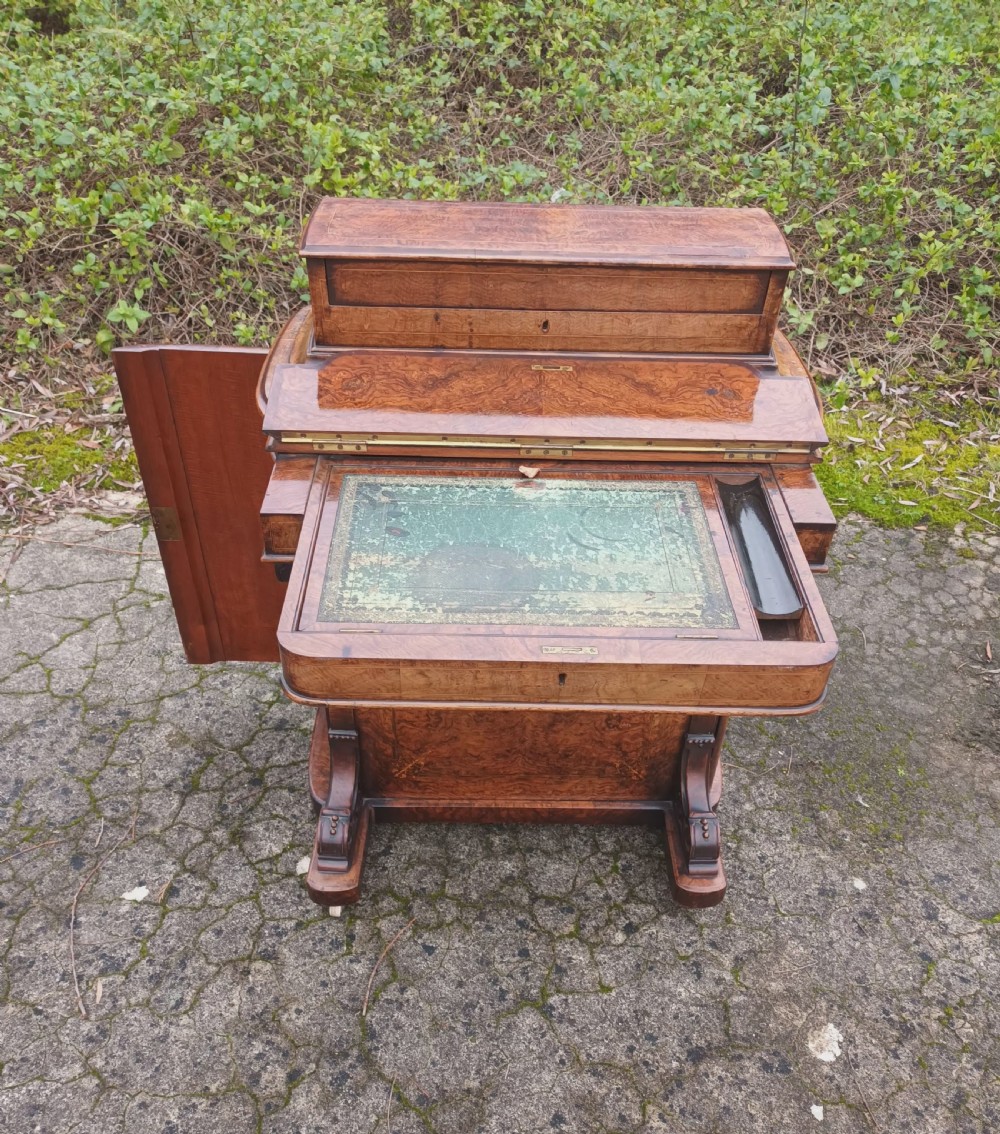 Victorian inlaid walnut Davenport  View IX