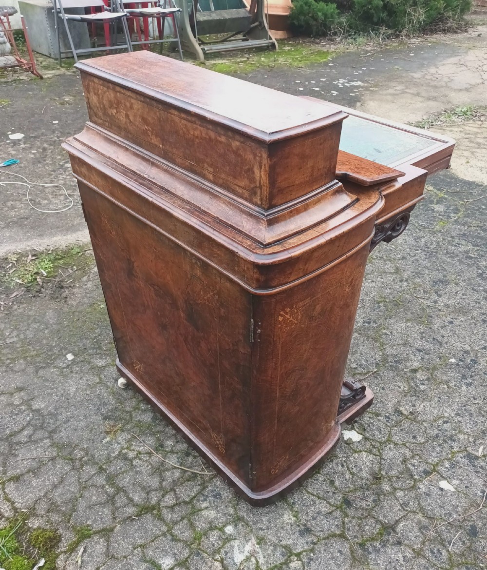 Victorian inlaid walnut Davenport  View XI