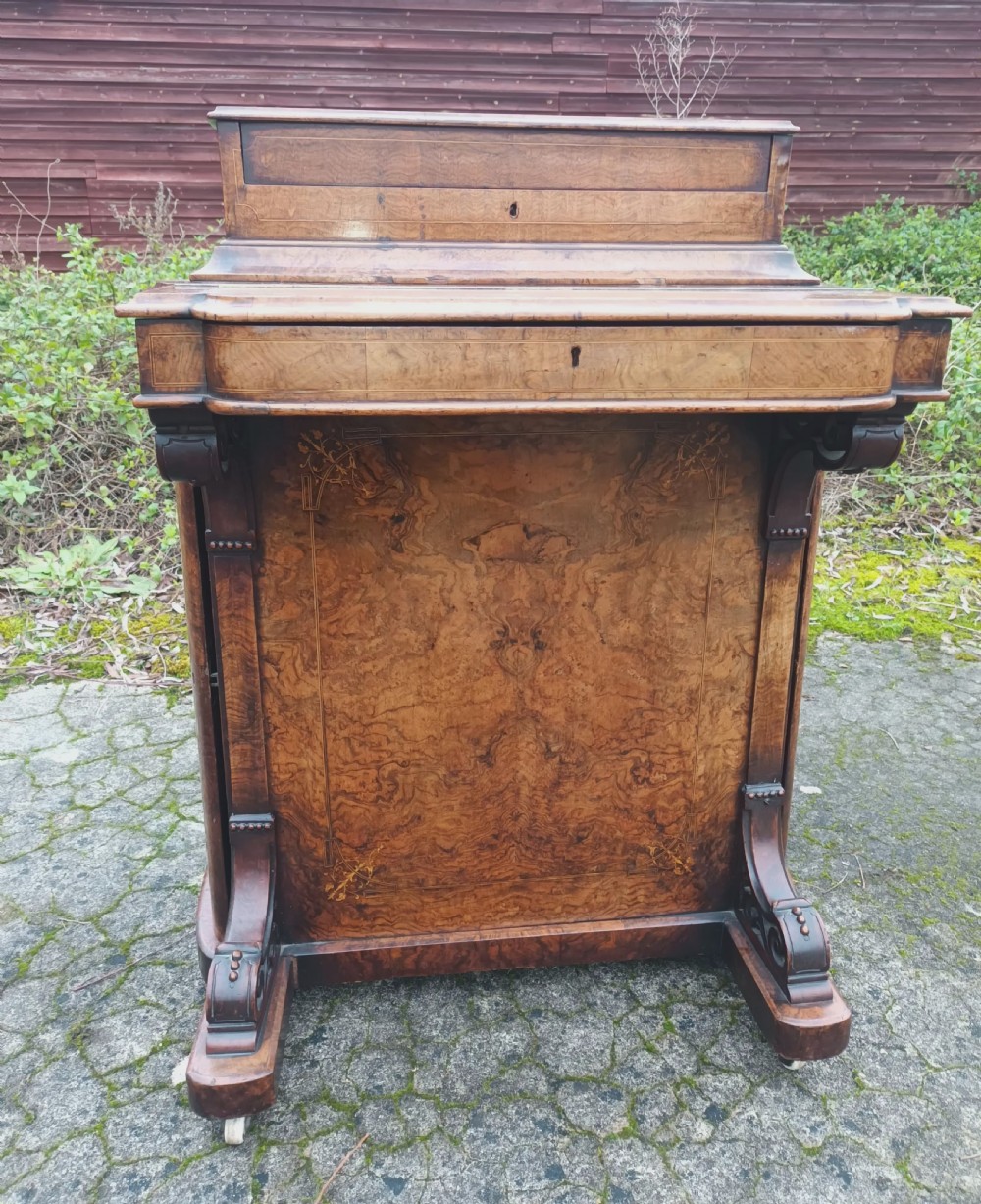 Victorian inlaid walnut Davenport  View XIII