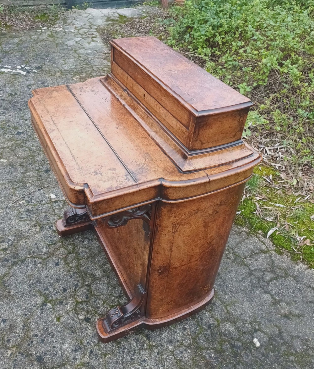 Victorian inlaid walnut Davenport  View XIV