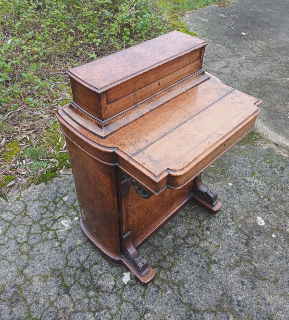 Victorian inlaid walnut Davenport  View XV