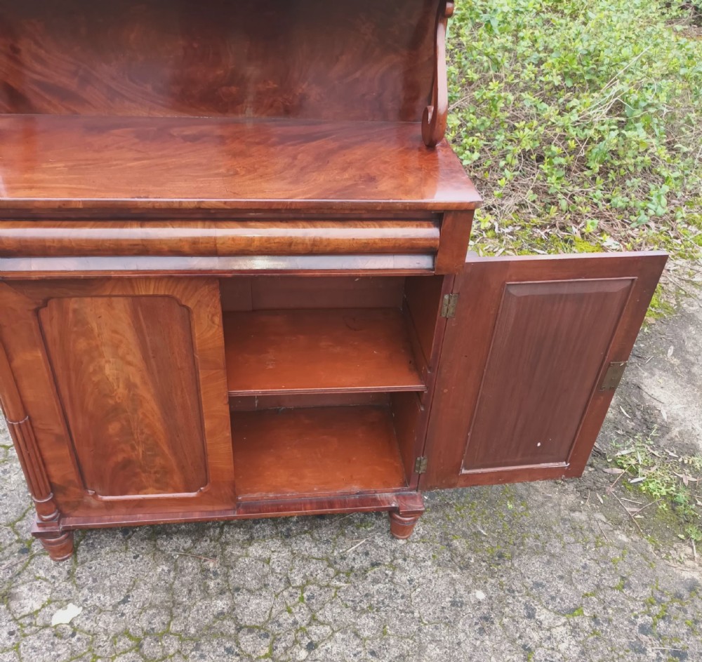 Compact early Victorian mahogany 2 door side cabinet.  View V