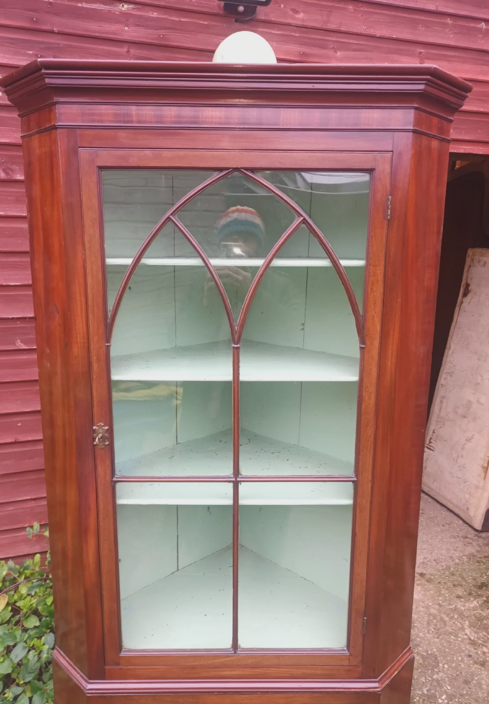 19th mahogany 2 part corner cabinet.  View IV