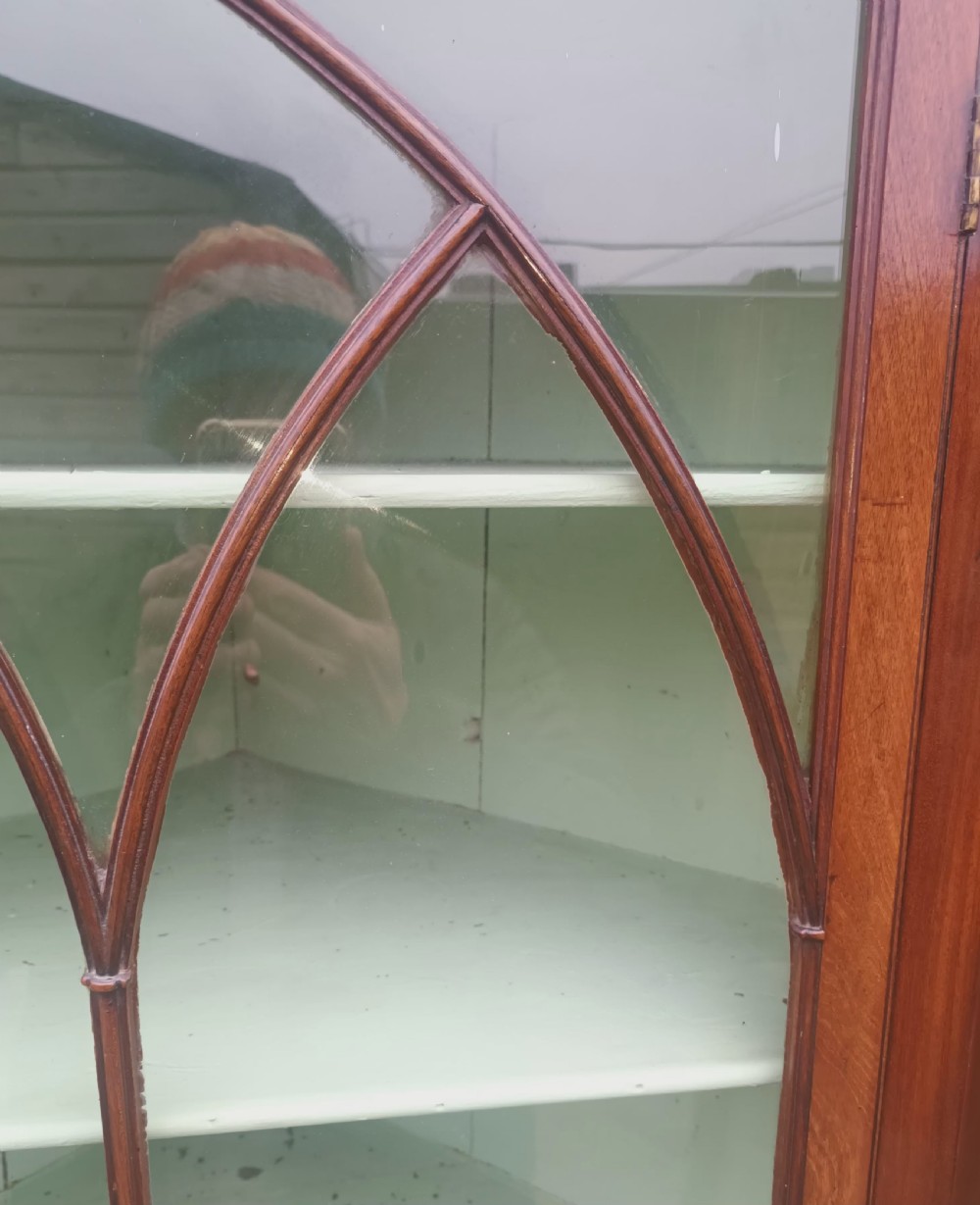 19th mahogany 2 part corner cabinet.  View V