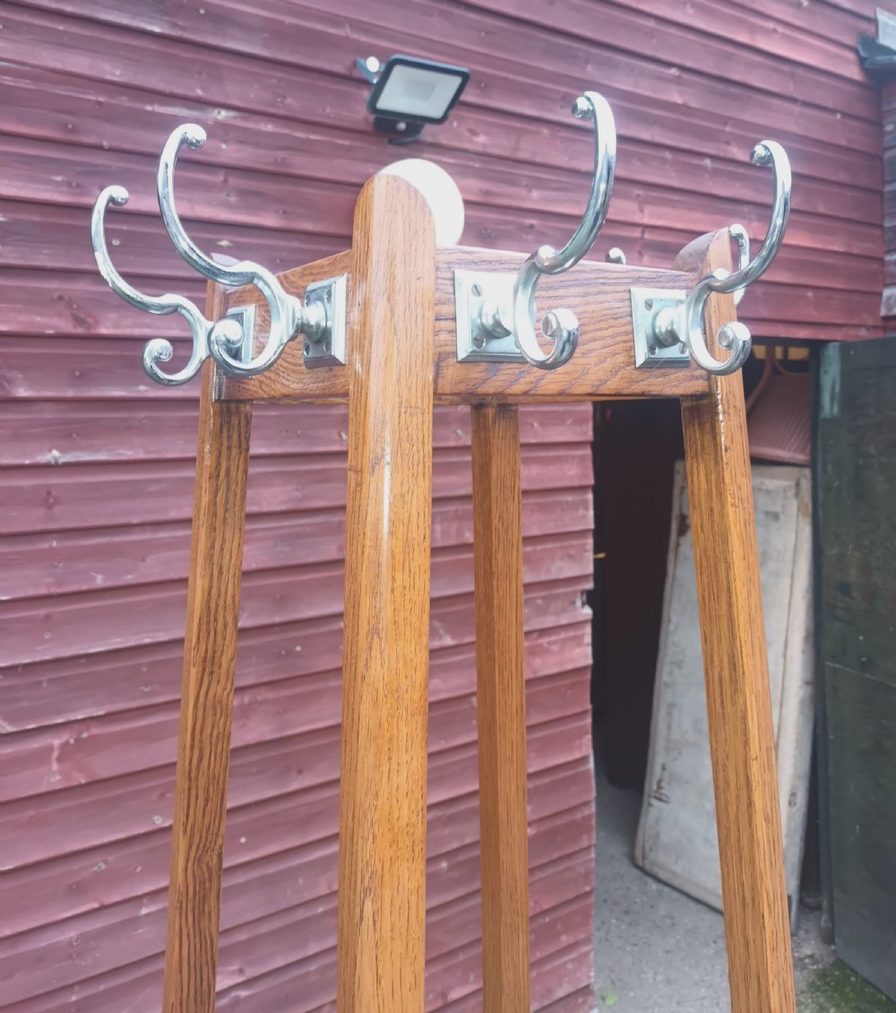 Art Deco oak hat,coat and umbrella hallstand. View IV