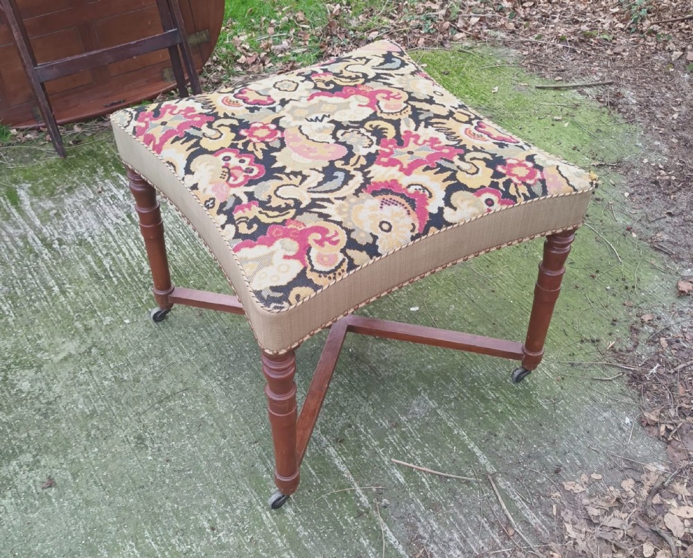 Tapestry wool work centre table stool. View II