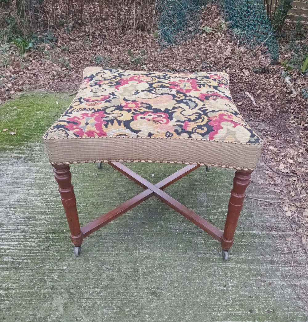 Tapestry wool work centre table stool. View III
