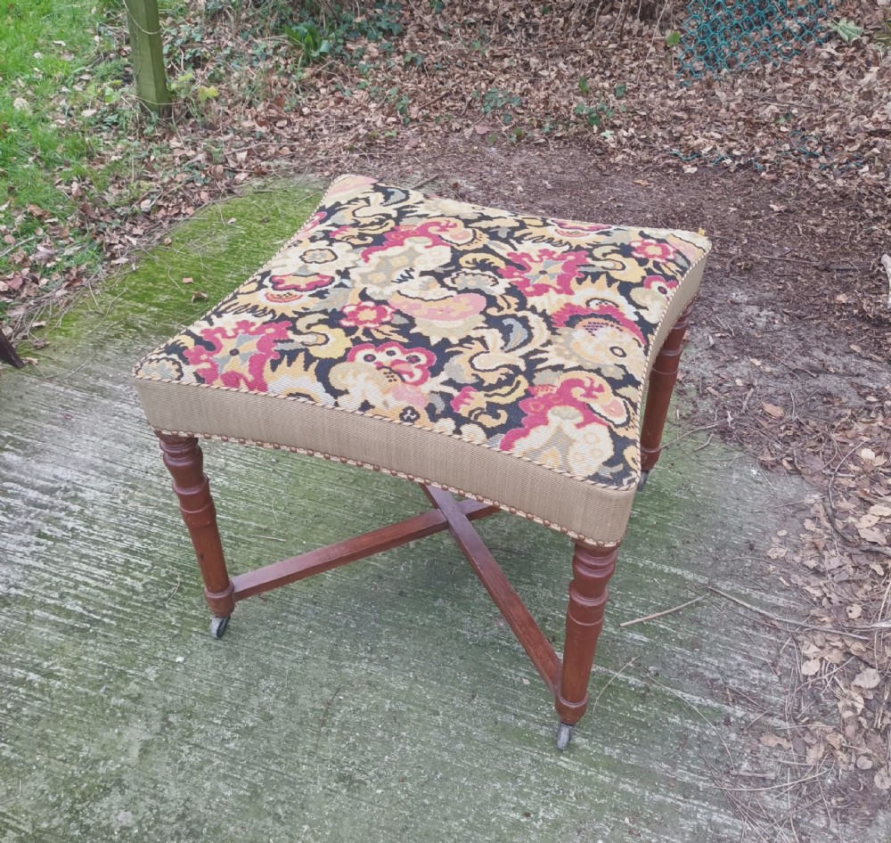 Tapestry wool work centre table stool. View V