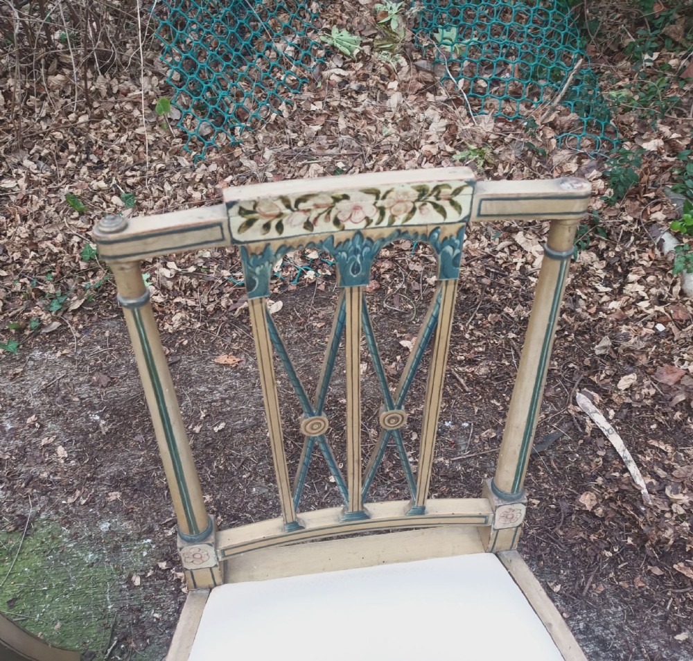 Set of 4 painted and decorated side chairs. View VII
