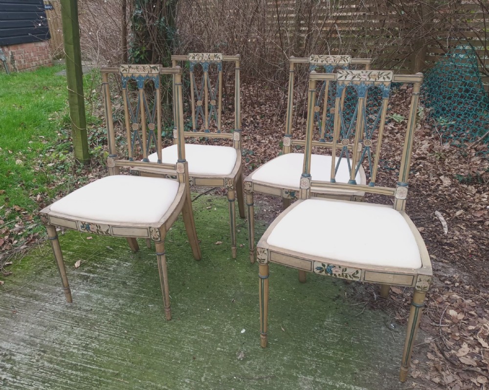 Set of 4 painted and decorated side chairs. View VIII