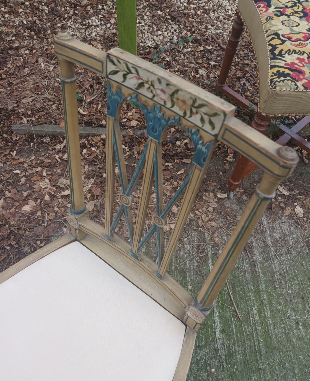 Set of 4 painted and decorated side chairs. View XI