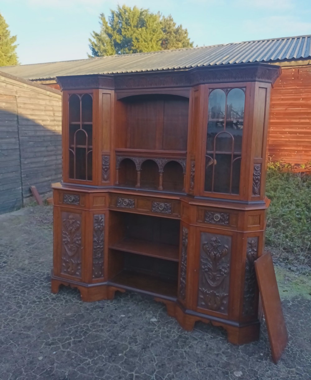 Large carved walnut side cabinet  View II