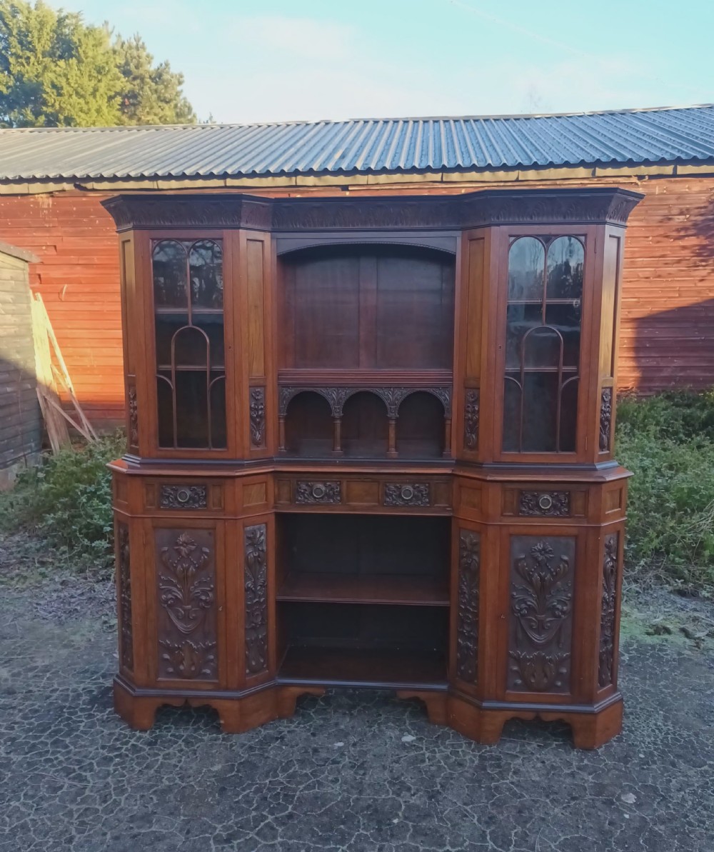 Large carved walnut side cabinet  View III