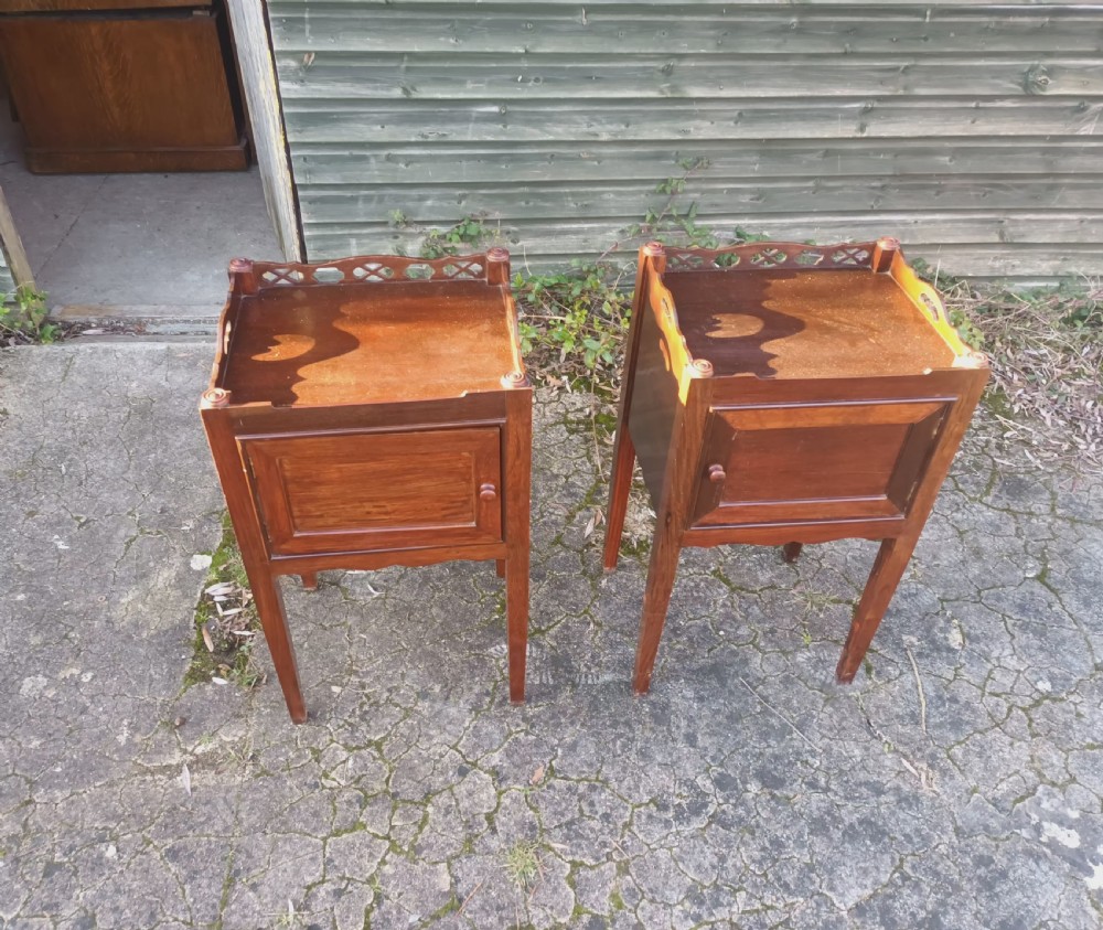 Pair of mahogany Georgian style bedside cabinets.  View II
