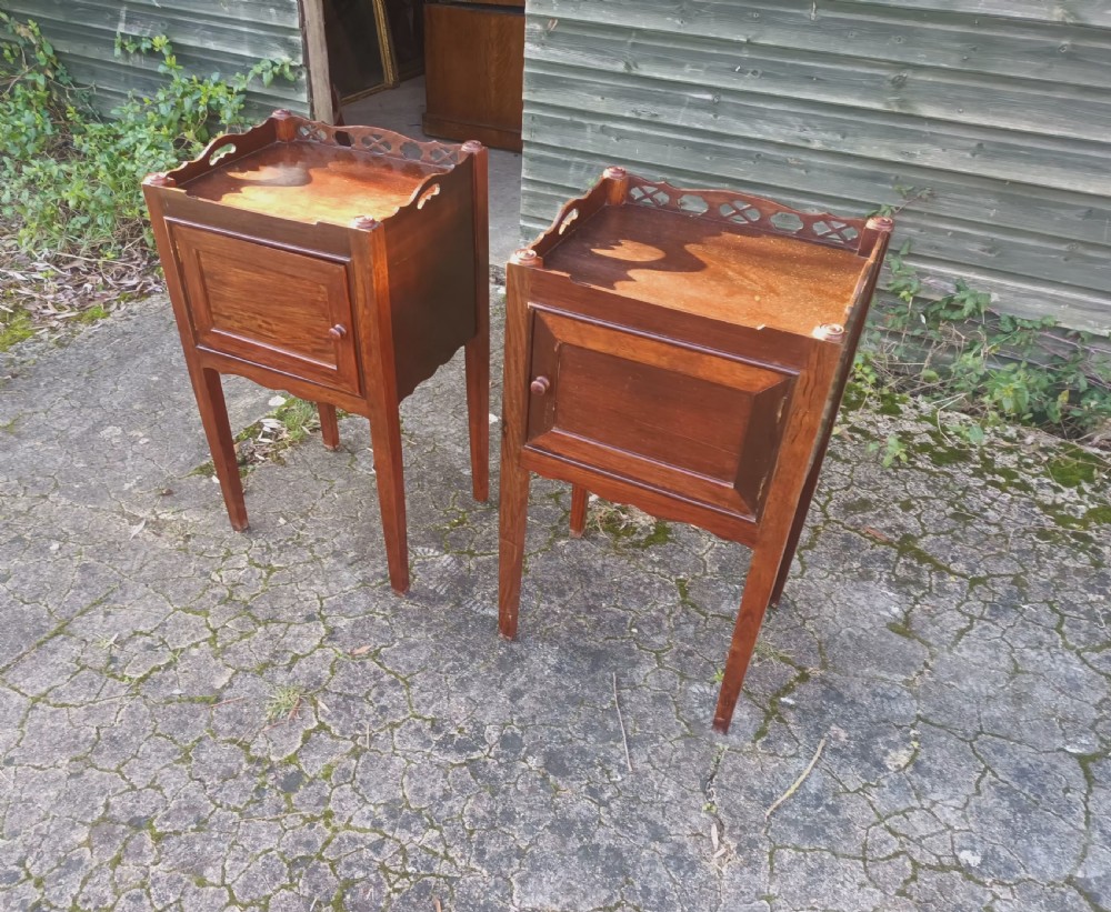 Pair of mahogany Georgian style bedside cabinets.  View III