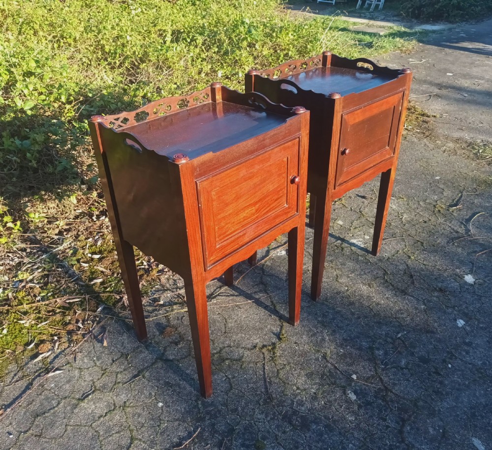 Pair of mahogany Georgian style bedside cabinets.  View V