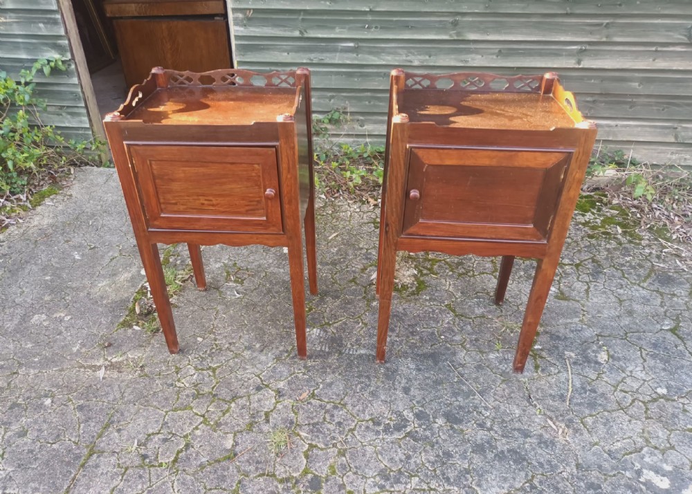 Pair of mahogany Georgian style bedside cabinets.  View VII
