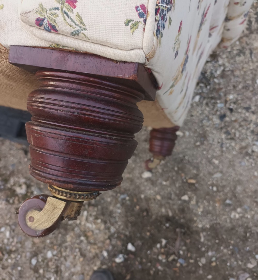 Large Victorian country house button back roll arm Chesterfield sofa . View XV