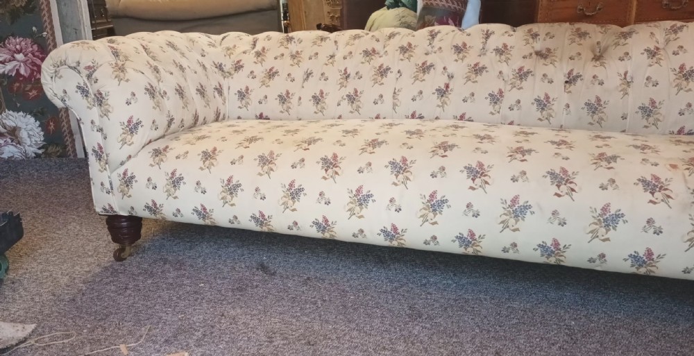 Large Victorian country house button back roll arm Chesterfield sofa . View XXIV